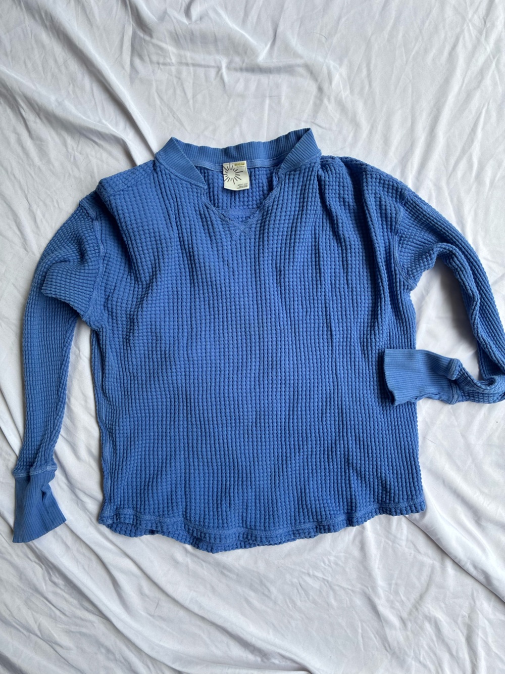 Aerie Waffle Knit Long Sleeve Top - Blue